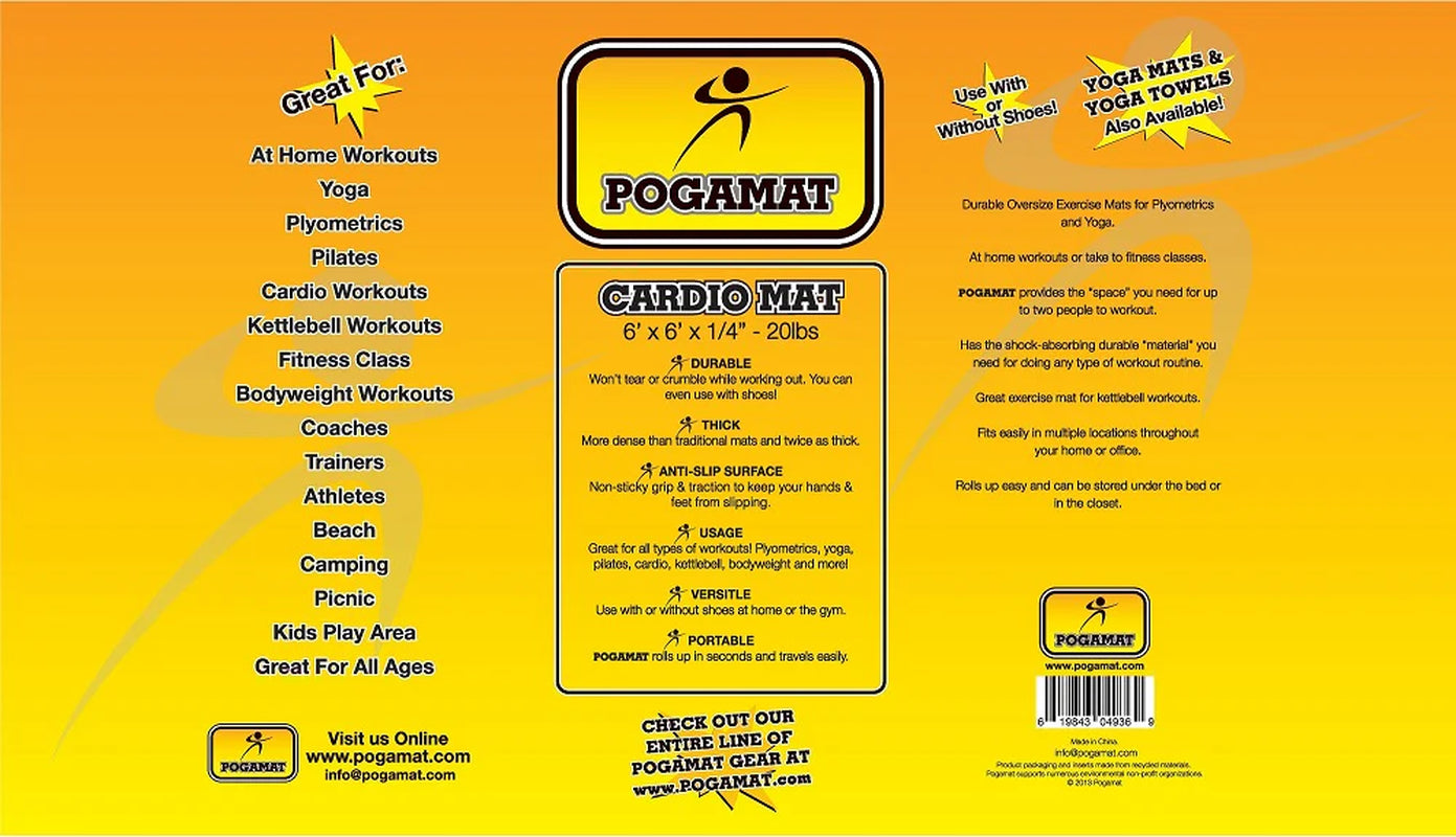 6' X 6' X 1/4" Exercise Mat - (36 Square Feet)