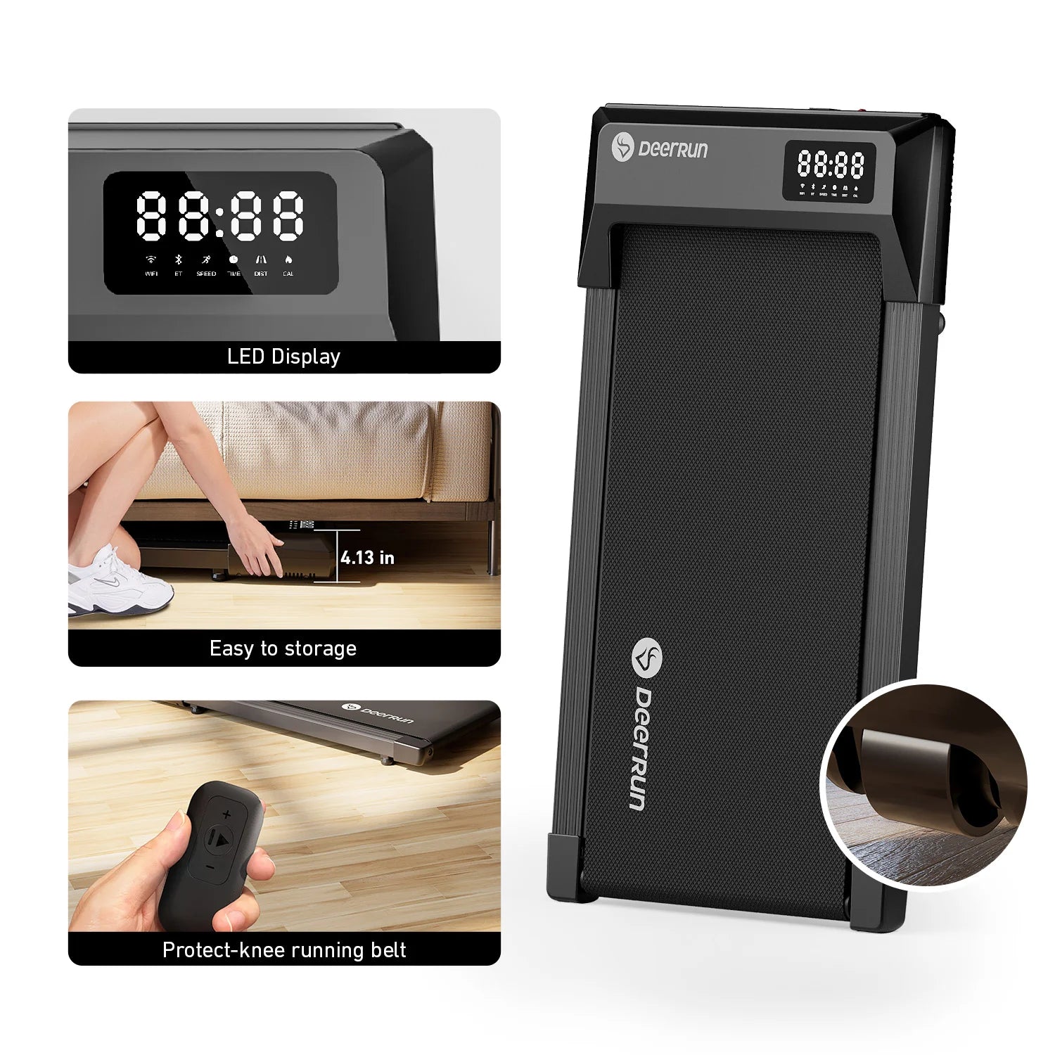 Deerrun Q1 Urban plus Smart Walking Pad Treadmill with Remote Control - 350 Lbs