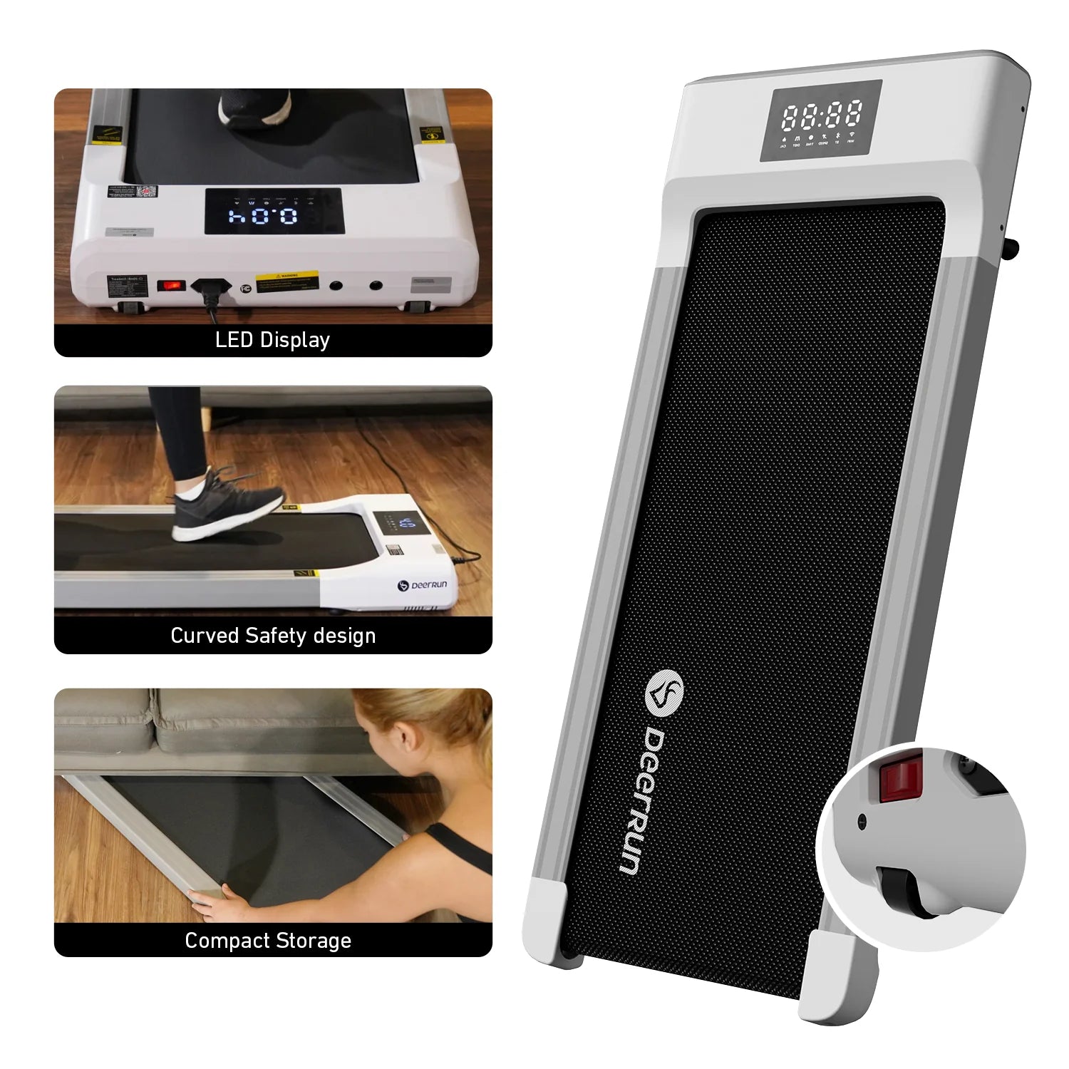 Deerrun Q1 Classic Pro Walking Pad 350 Lbs Capacity & Longer Size with Remote Control